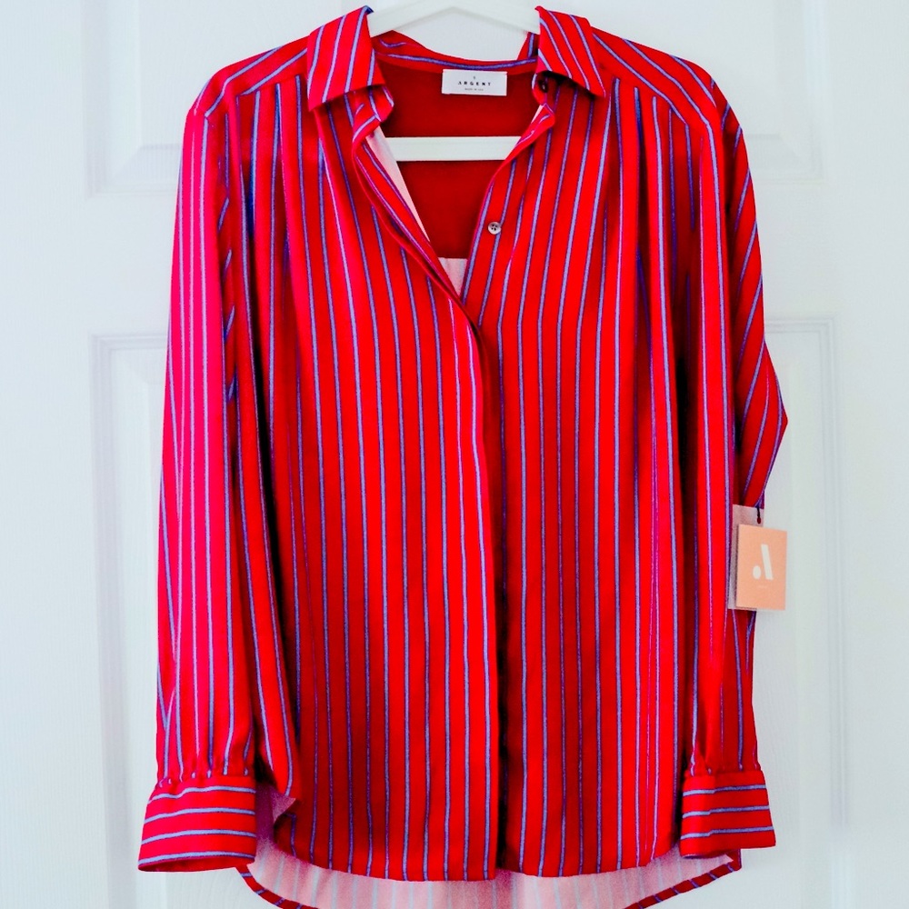 Red and blue Women’s button down shirt